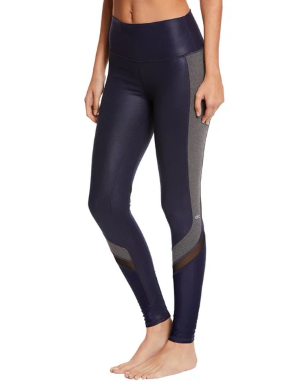 Alo Yoga High Waist Colorblock Leggings Size S Navy Gray Black